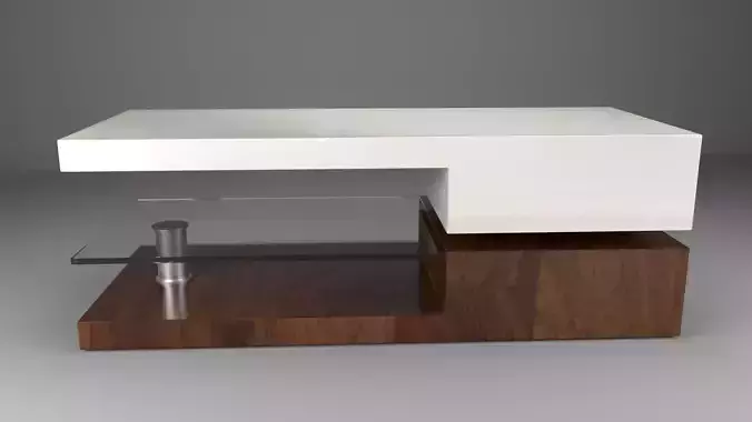 Tabel coffee table with glass top and wooden base