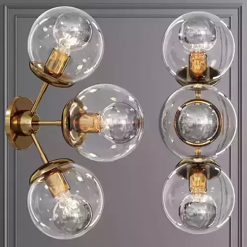 Modo Sconce 3 Globes Brushed Brass and Clear Glass