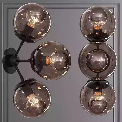 Modo Sconce 3 Globes Black and Smoke Glass