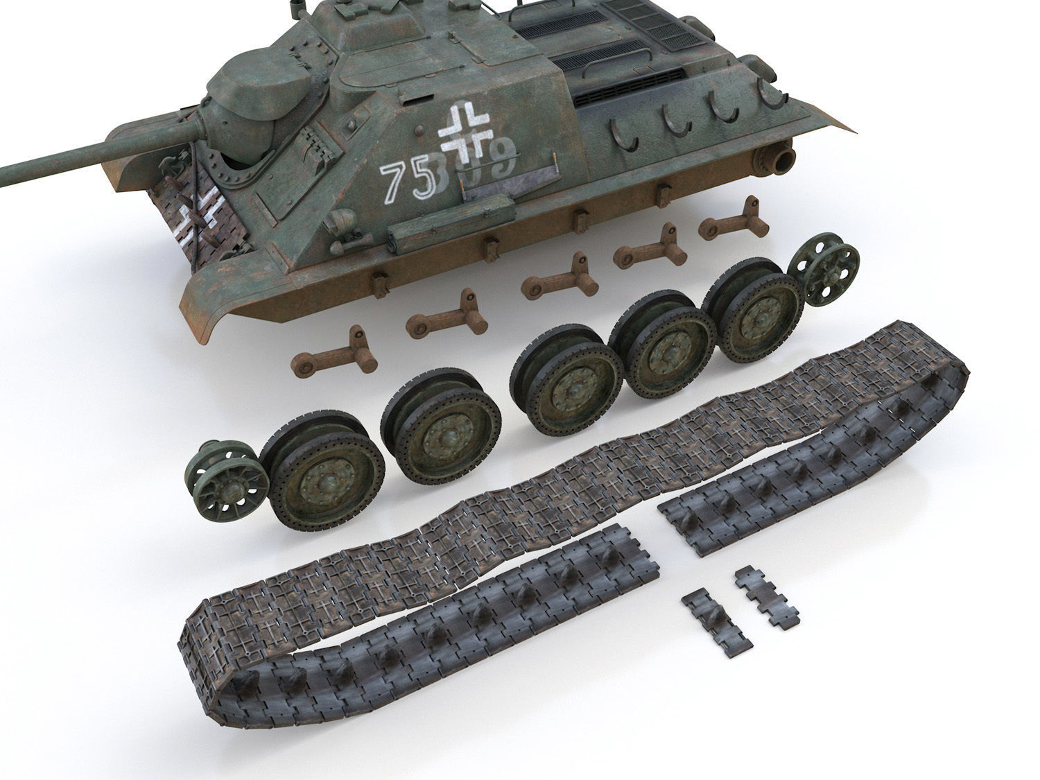 Jagdpanzer SU-85R - 75 - 6 Panzer Division 3D model_9