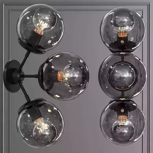 Modo Sconce 3 Globes Black and Gray Glass