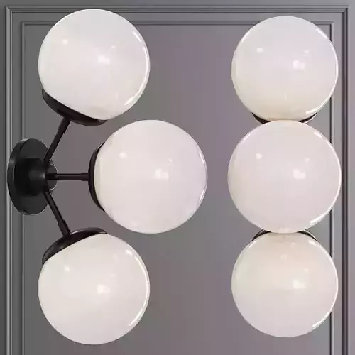 Modo Sconce 3 Globes Black and Cream Glass