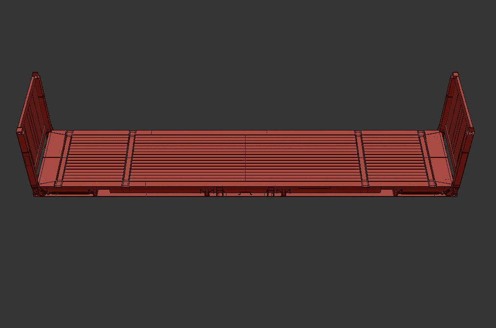 Container - 40 FlatRack  3D model_7