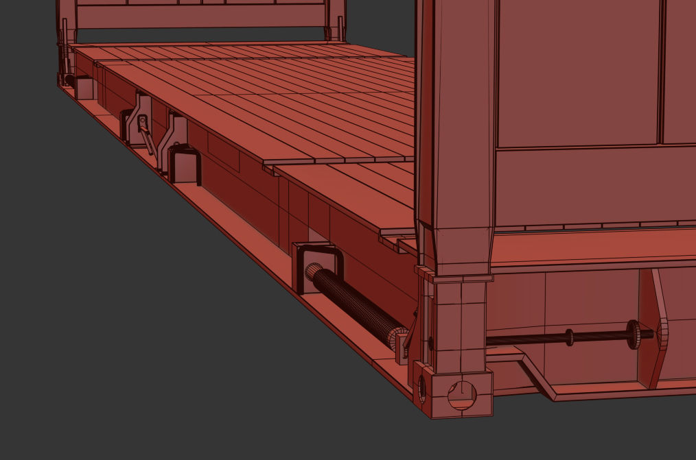 Container - 40 FlatRack  3D model_8