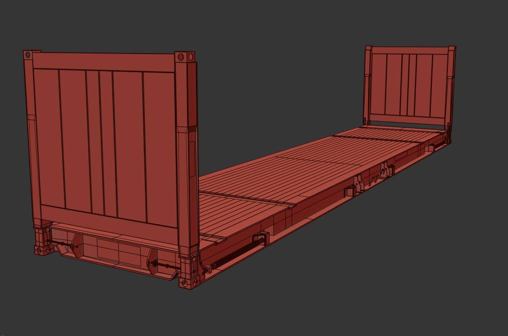 Container - 40 FlatRack  3D model_6
