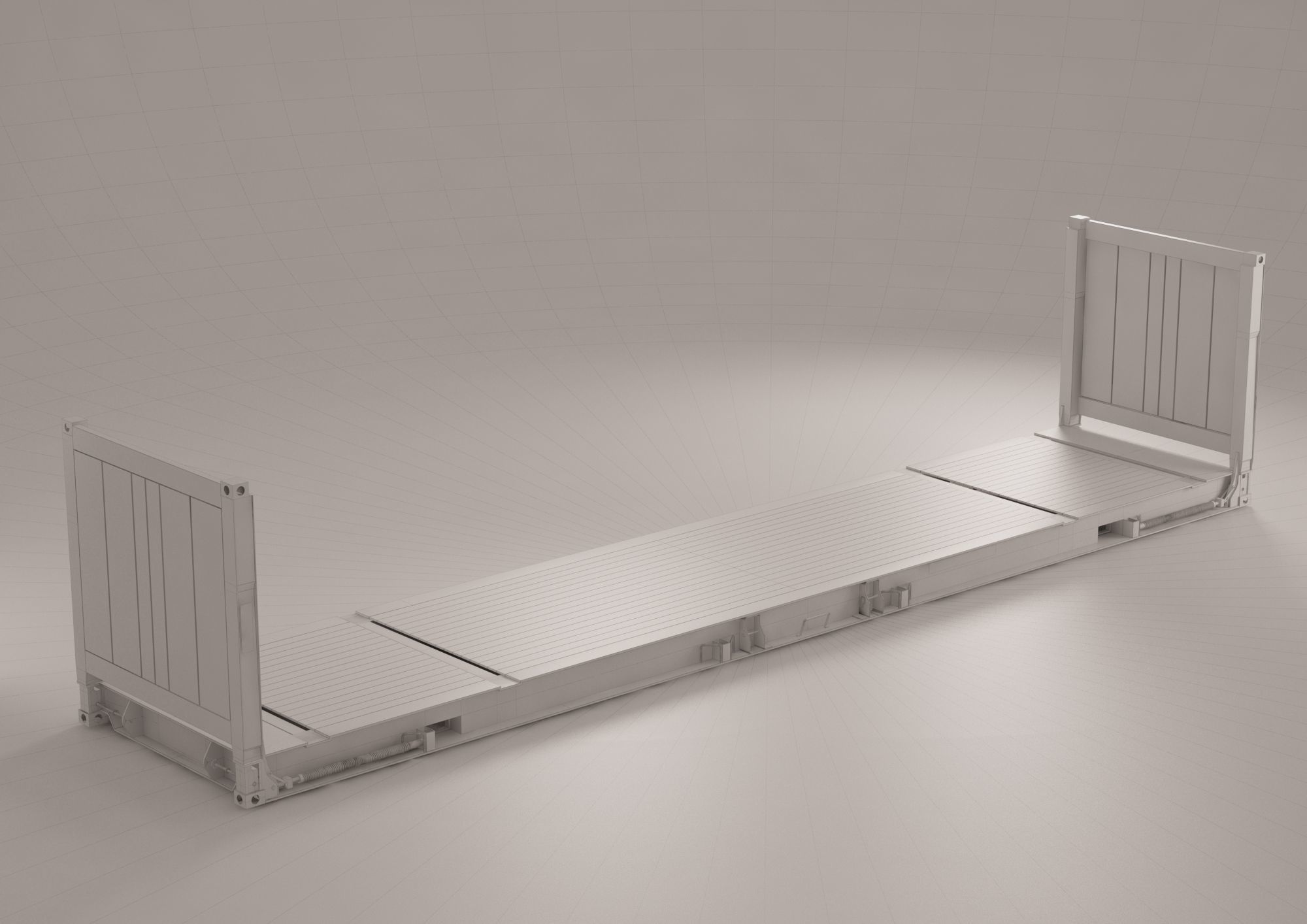 Container - 40 FlatRack  3D model_3