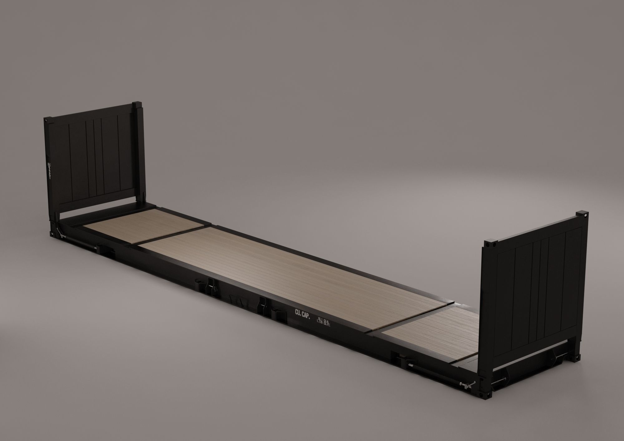 Container - 40 FlatRack  3D model_1