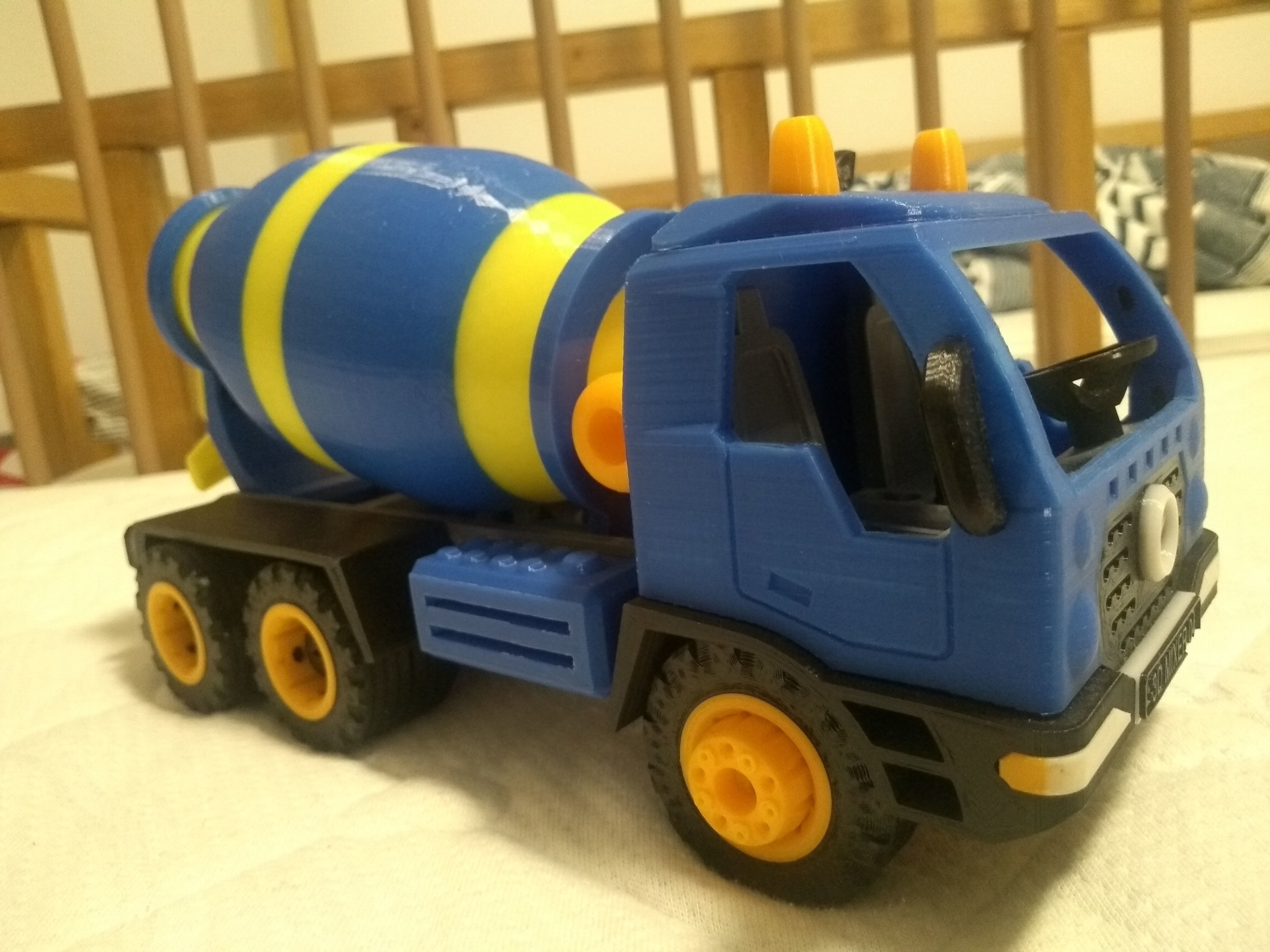 Concrete mixer truck toy fully 3D printable 3D print model_2