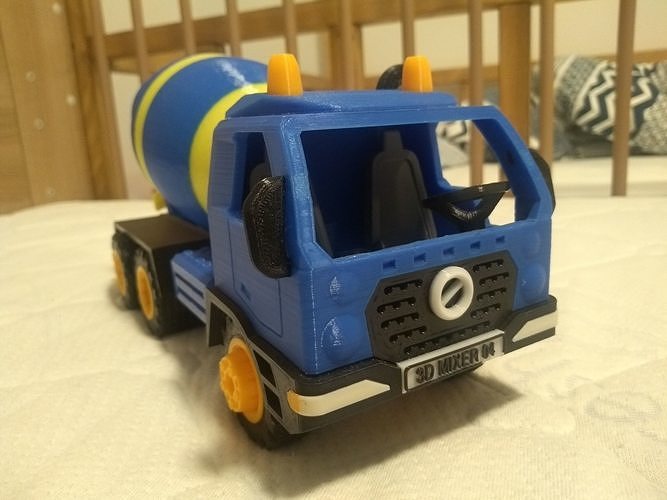 Concrete mixer truck toy fully 3D printable 3D print model 6