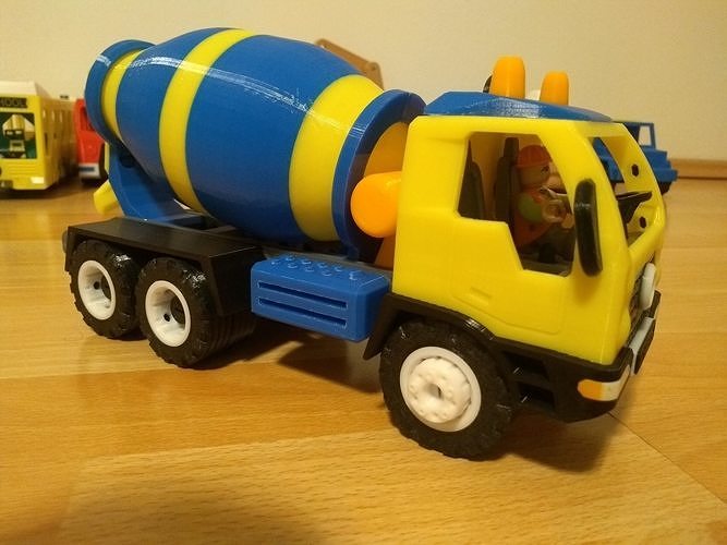Concrete mixer truck toy fully 3D printable 3D print model 4