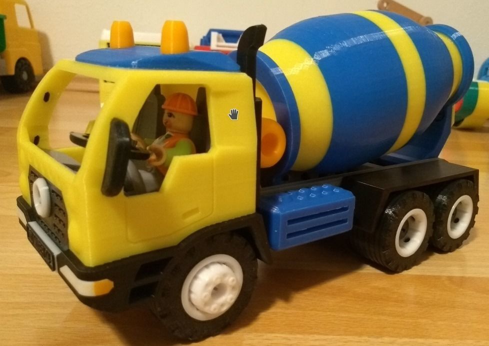 Concrete mixer truck toy fully 3D printable 3D print model_11