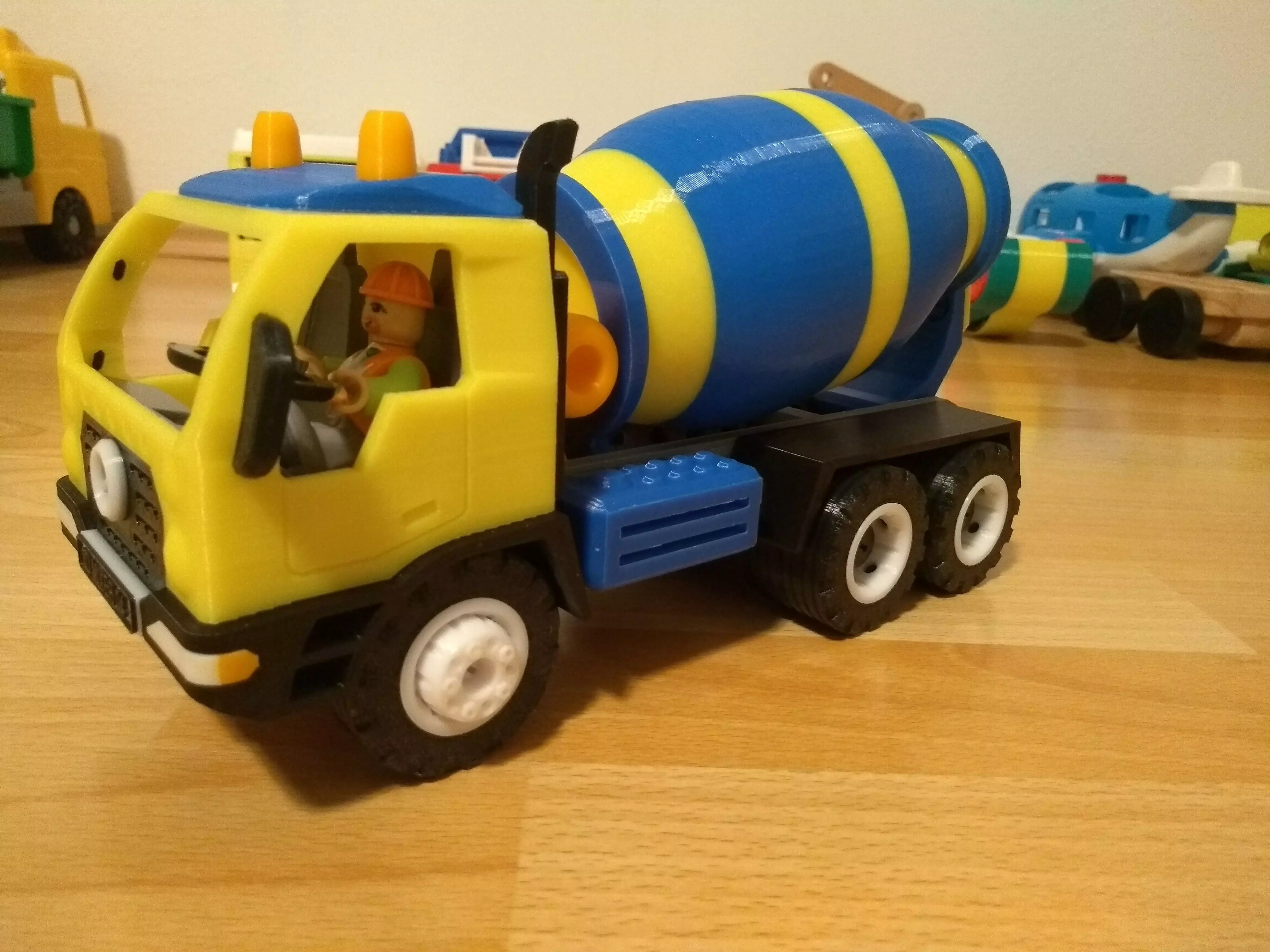 Concrete mixer truck toy fully 3D printable 3D print model_0