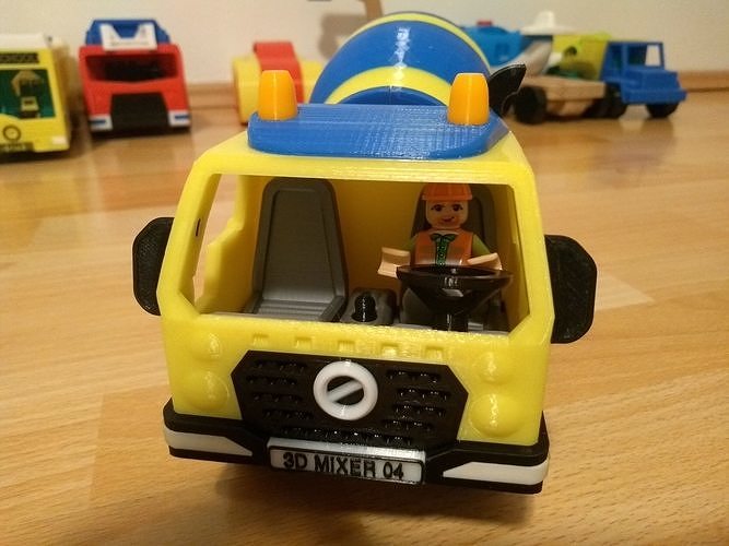 Concrete mixer truck toy fully 3D printable 3D print model 3