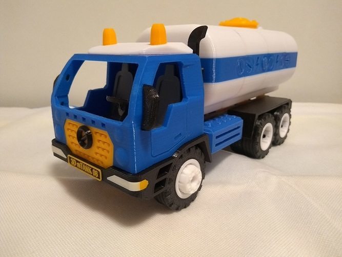 Tank truck toy - longer - fully printable - assembly experience 3D print model