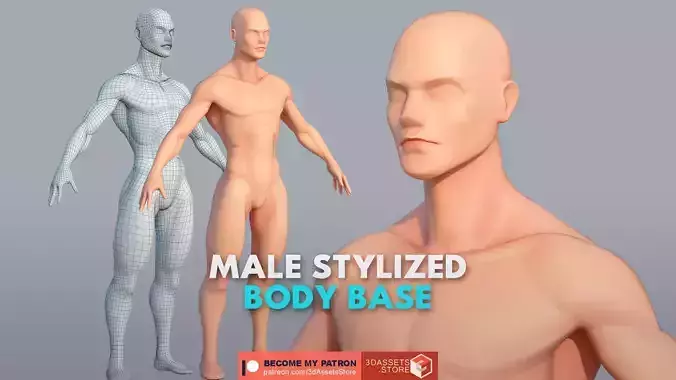 Character - Male Body Base Stylized Included High Poly Low-poly 3D model