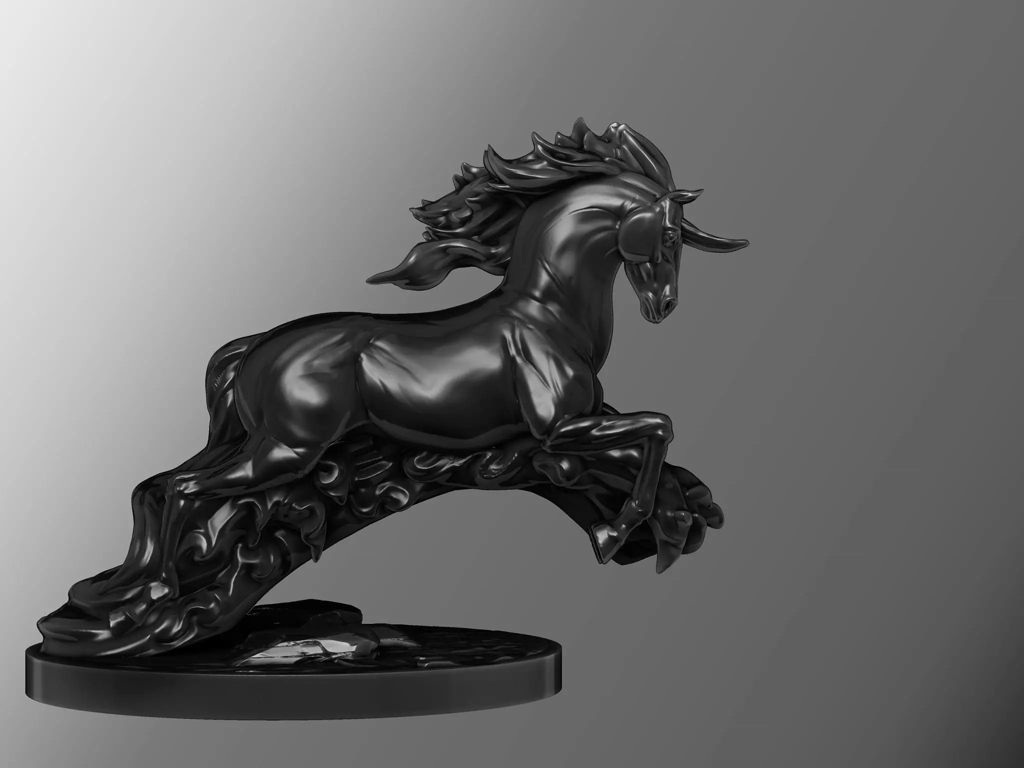 Scottish Kelpie Horse Unicorn 3D model_0