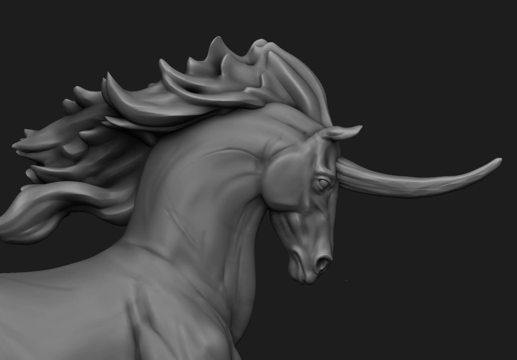 Scottish Kelpie Horse Unicorn 3D model_1