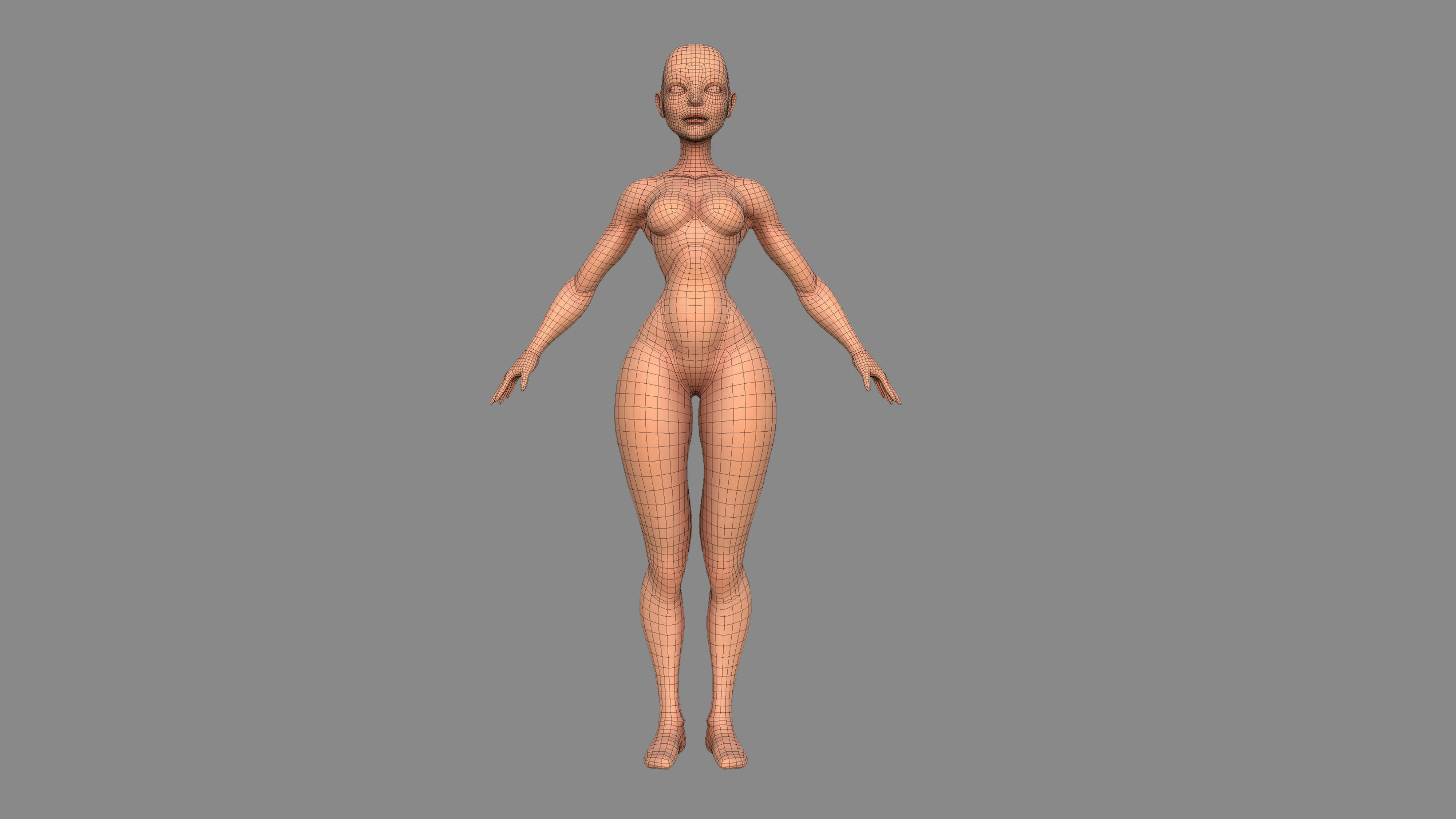 Character - Female Body Base Stylized Included High Poly Low-poly 3D model_26