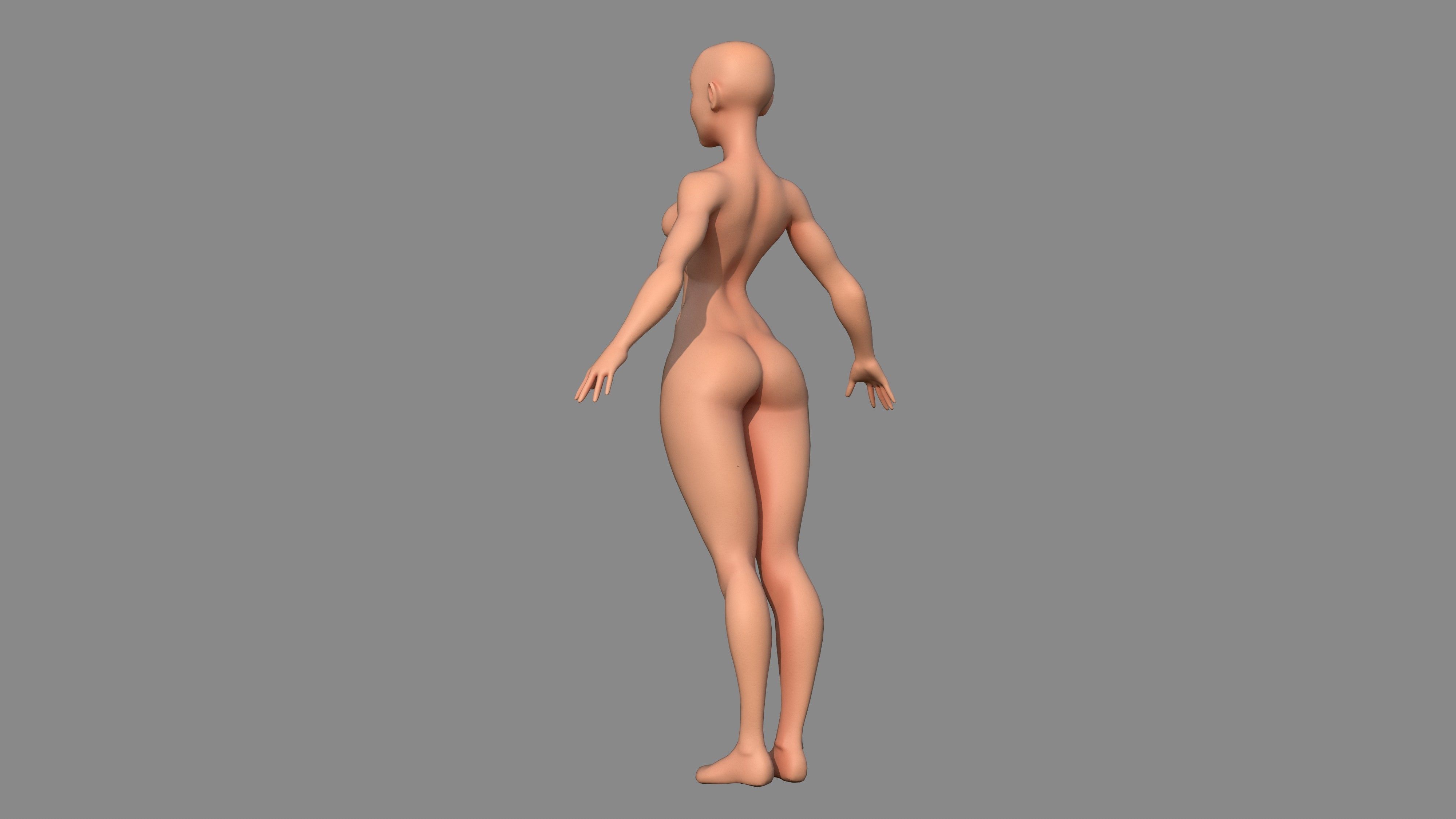 Character - Female Body Base Stylized Included High Poly Low-poly 3D model_5