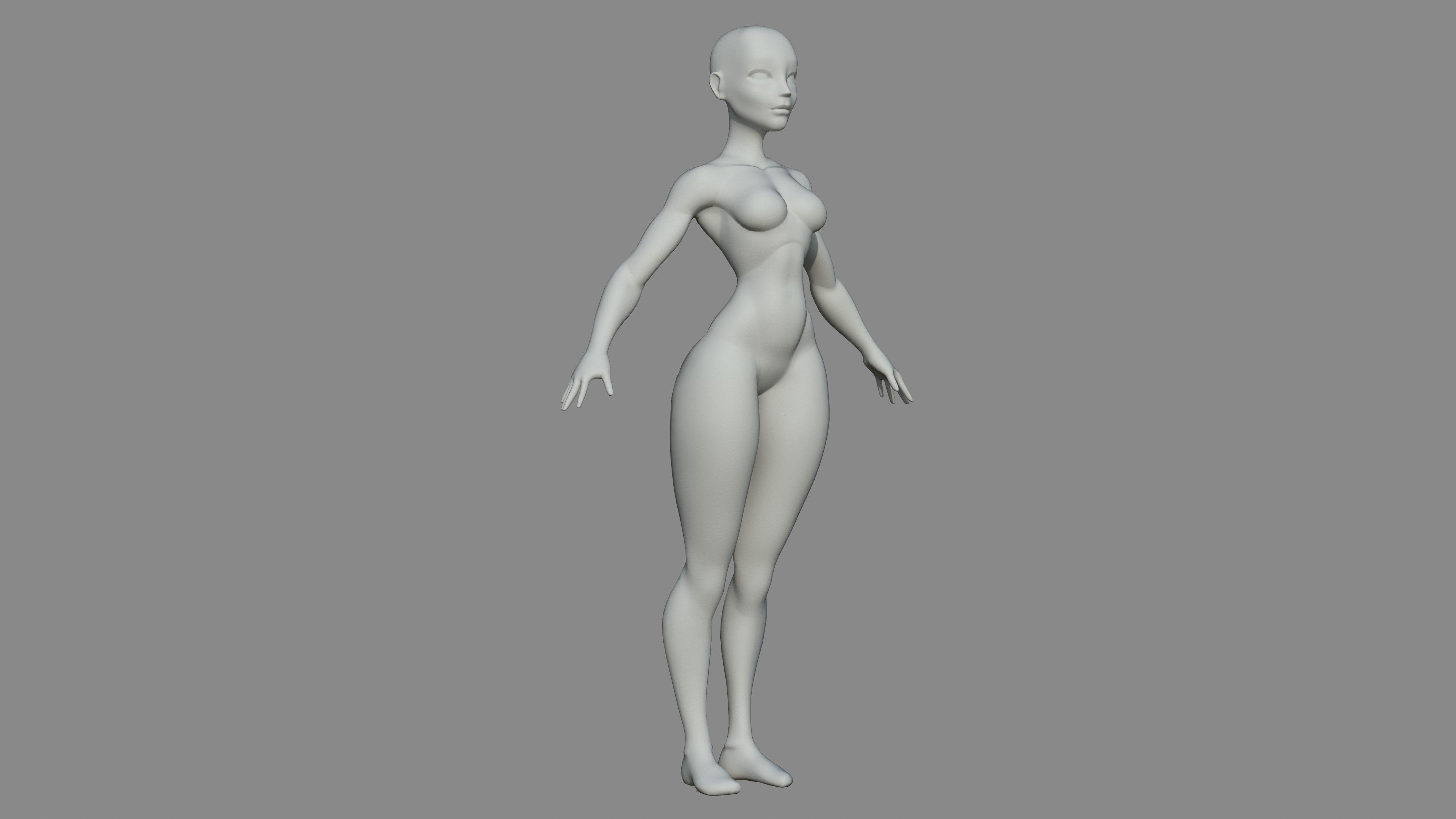 Character - Female Body Base Stylized Included High Poly Low-poly 3D model_17
