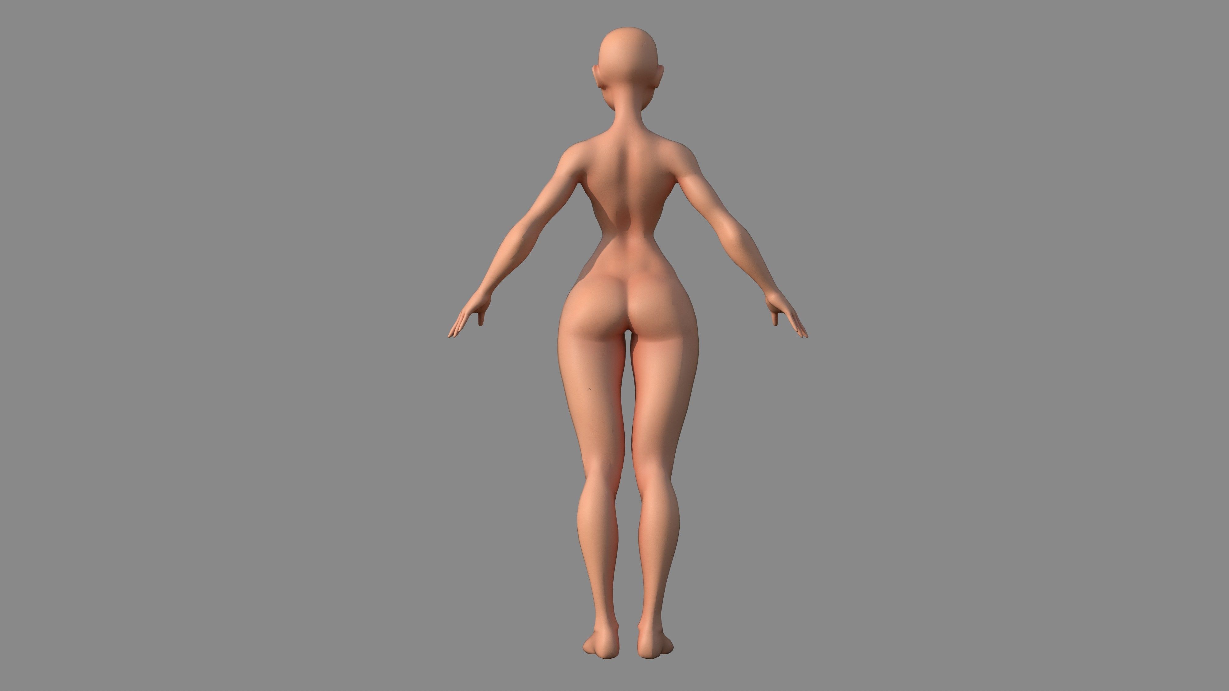 Character - Female Body Base Stylized Included High Poly Low-poly 3D model_6