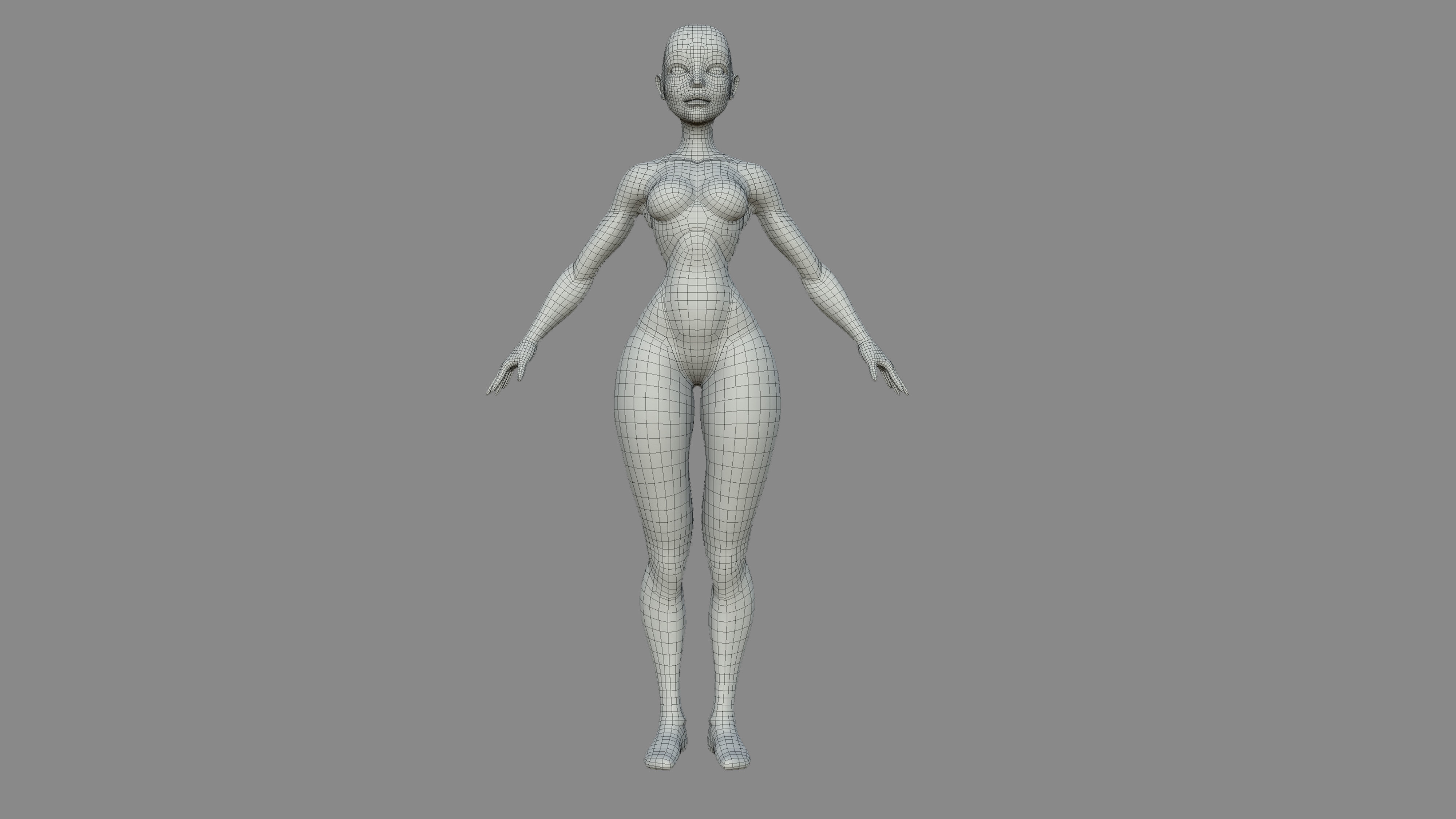 Character - Female Body Base Stylized Included High Poly Low-poly 3D model_34