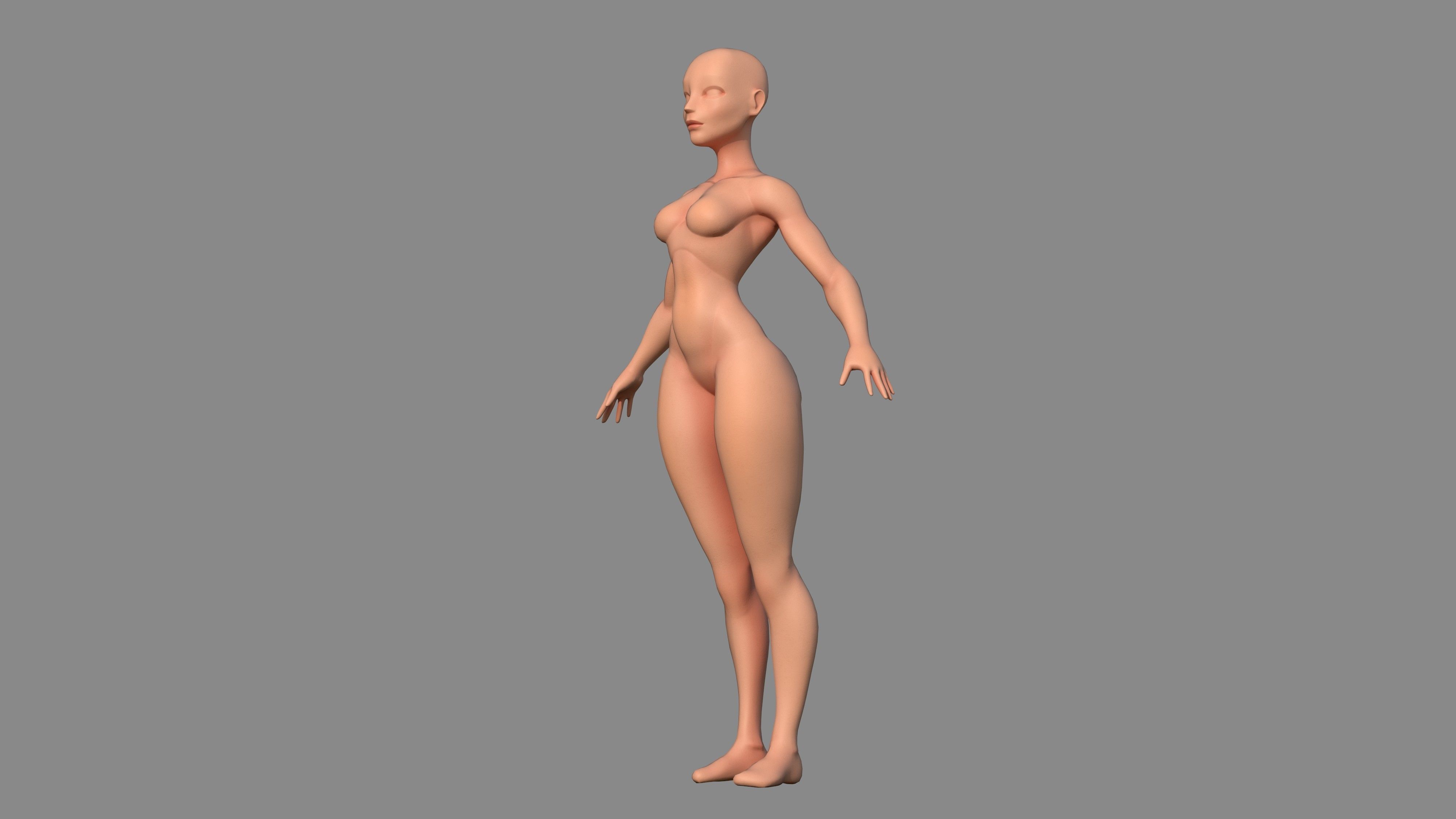 Character - Female Body Base Stylized Included High Poly Low-poly 3D model_3