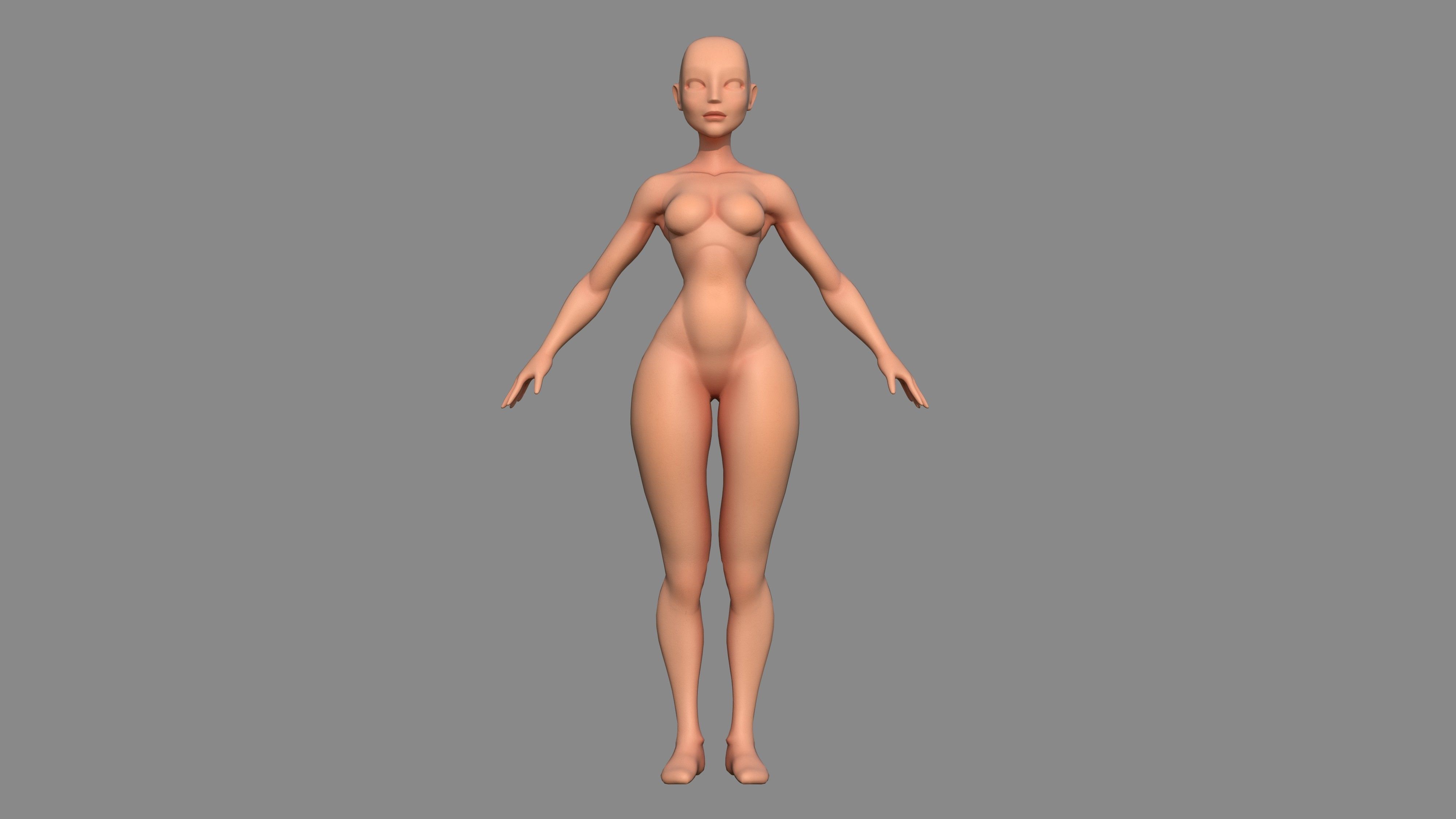 Character - Female Body Base Stylized Included High Poly Low-poly 3D model_2