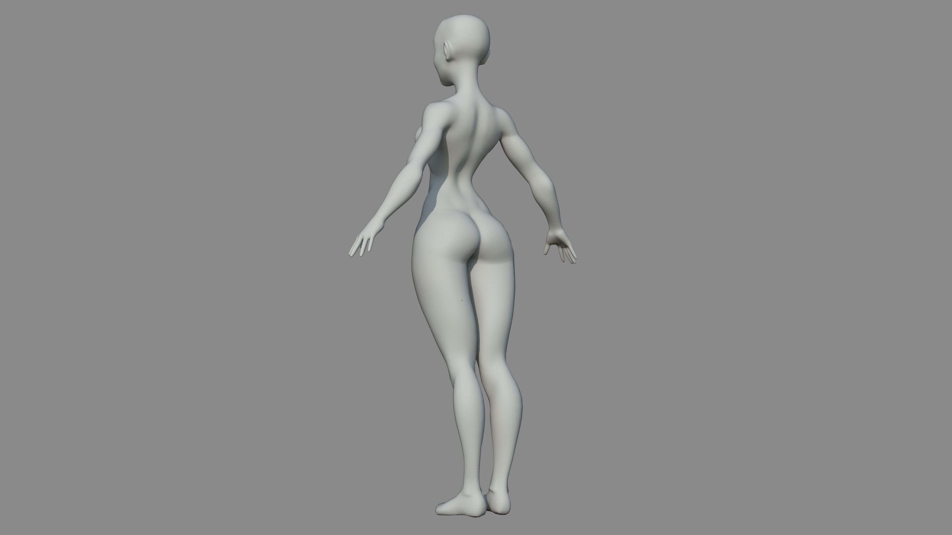 Character - Female Body Base Stylized Included High Poly Low-poly 3D model_13