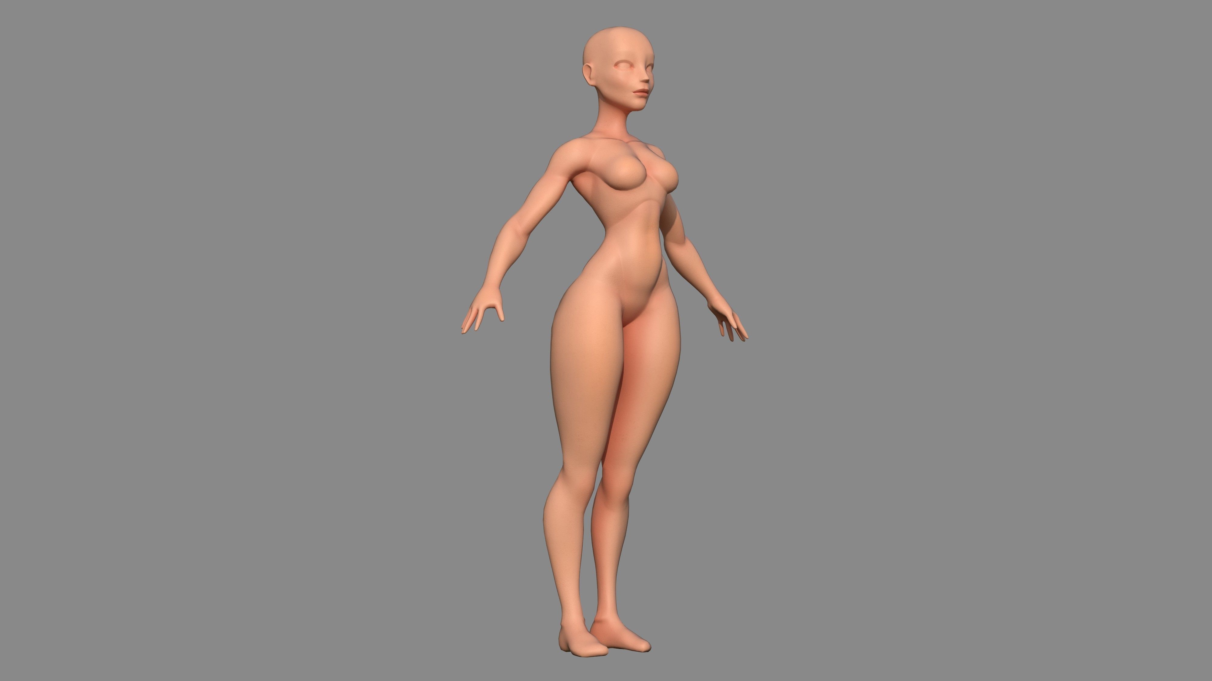 Character - Female Body Base Stylized Included High Poly Low-poly 3D model_9