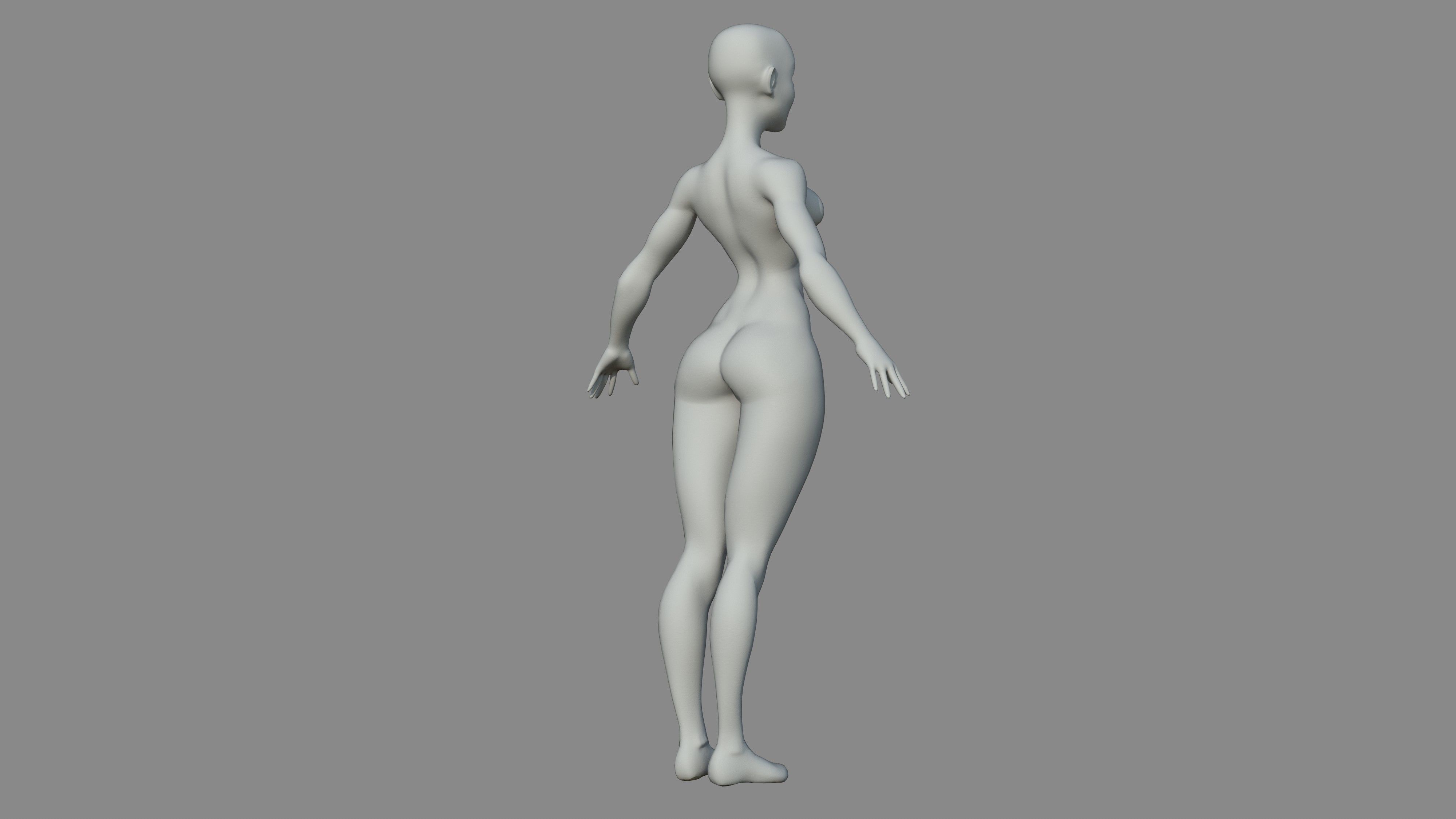 Character - Female Body Base Stylized Included High Poly Low-poly 3D model_15