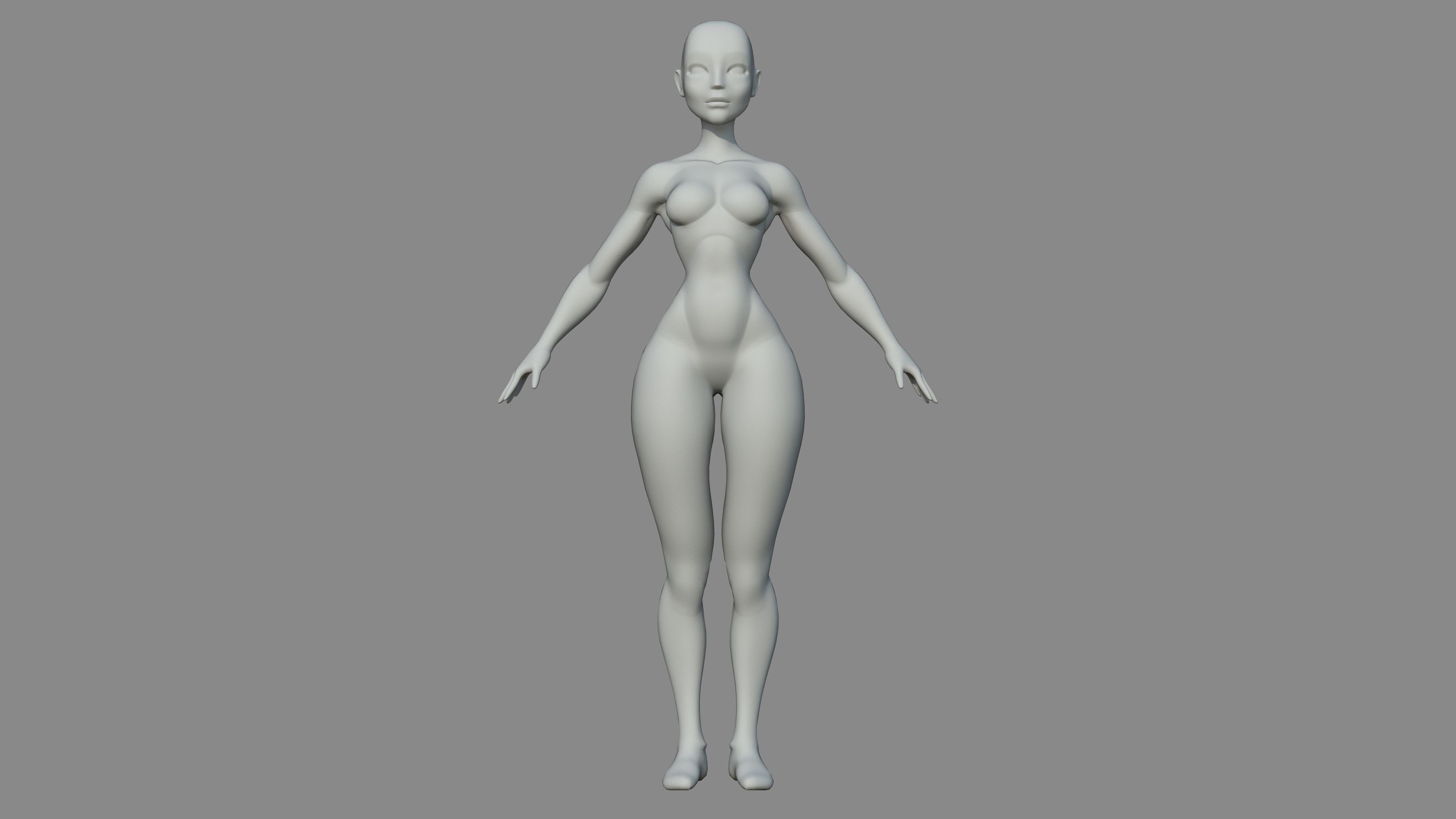 Character - Female Body Base Stylized Included High Poly Low-poly 3D model_10