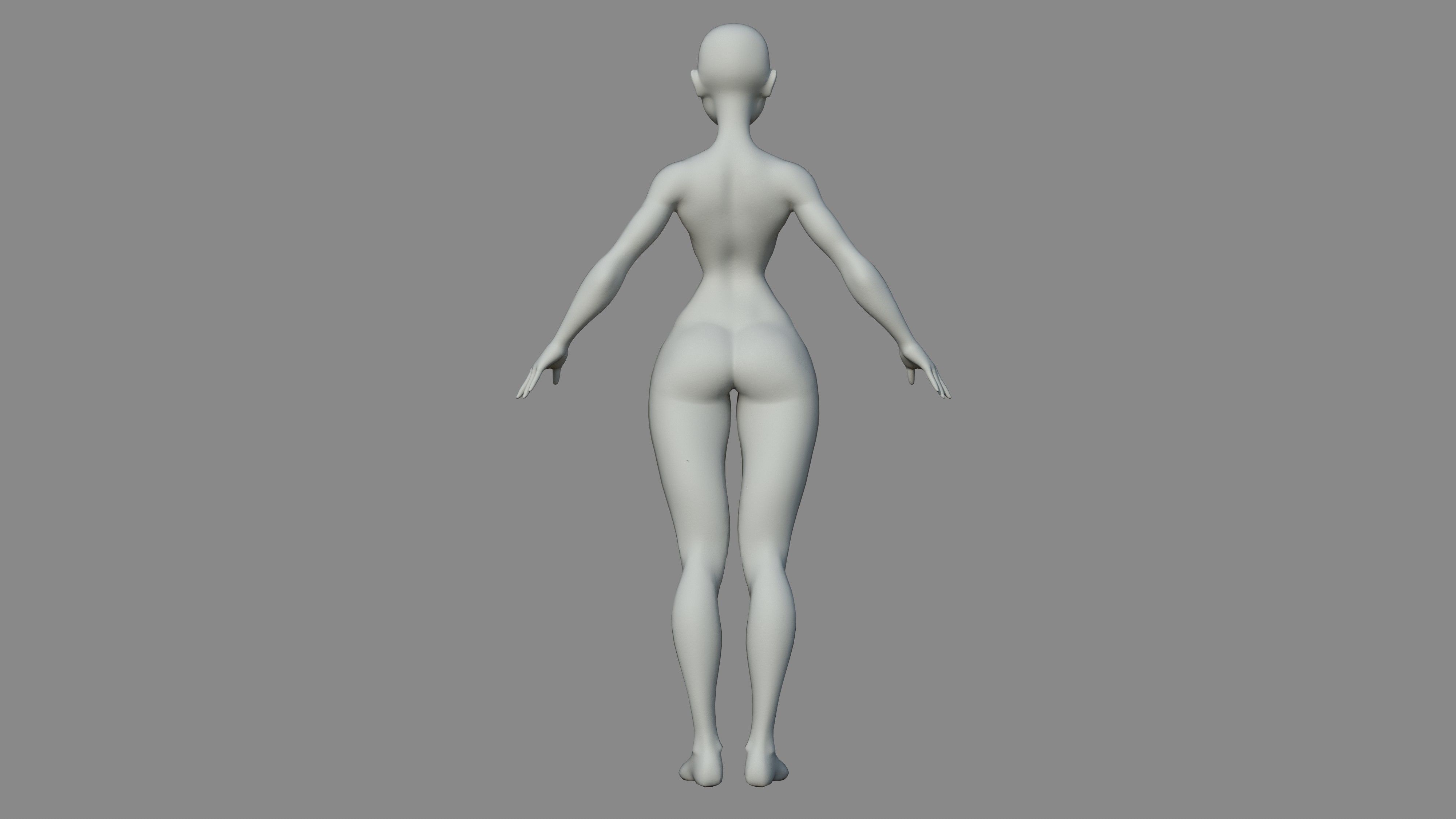 Character - Female Body Base Stylized Included High Poly Low-poly 3D model_14