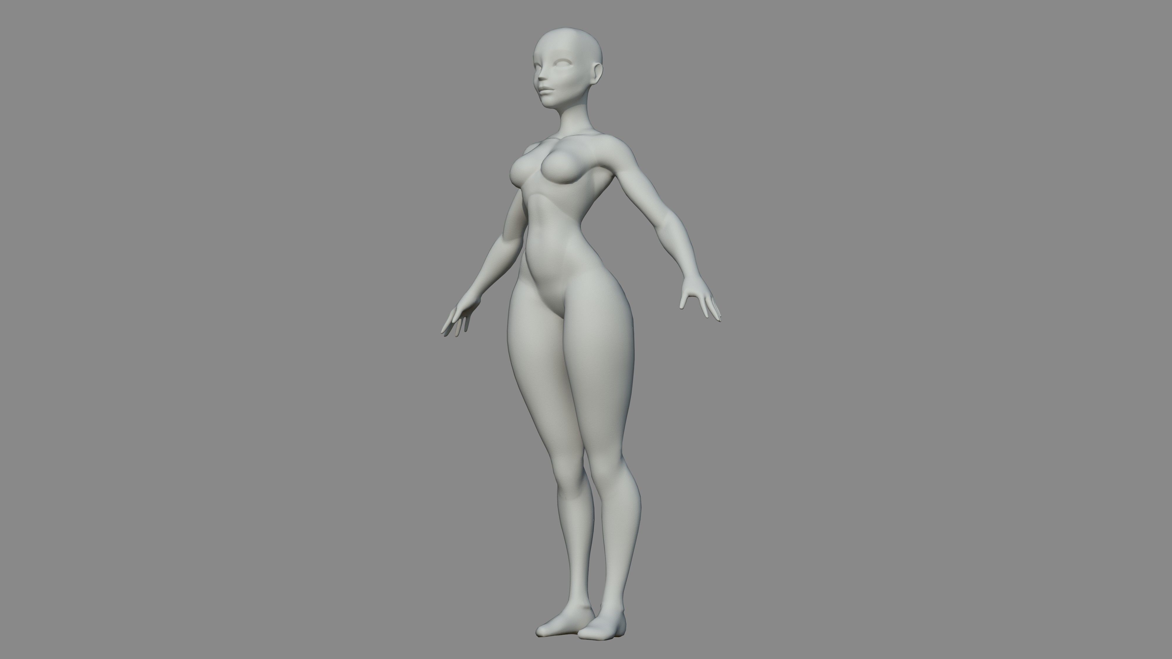 Character - Female Body Base Stylized Included High Poly Low-poly 3D model_11