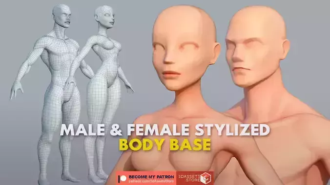 Character - Male Female Body Base Stylized Included High Poly 3D Model Collection