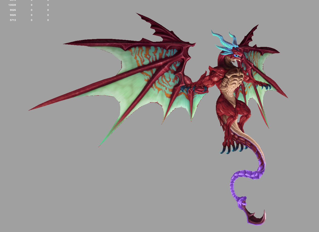 dragon red Low-poly 3D model_3