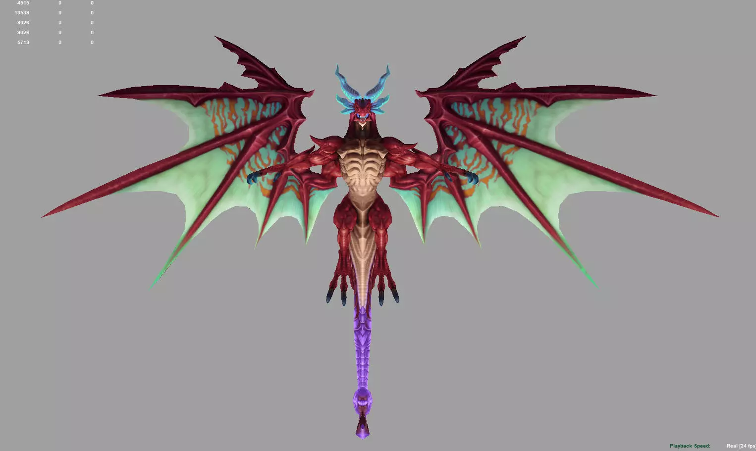 dragon red Low-poly 3D model_0