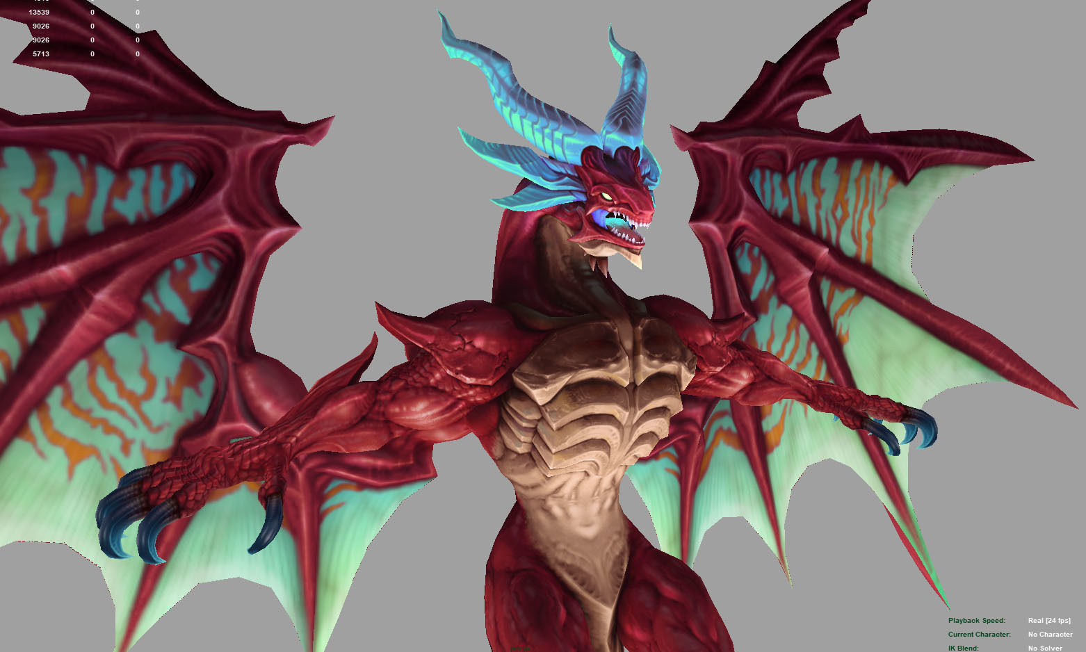 dragon red Low-poly 3D model_4