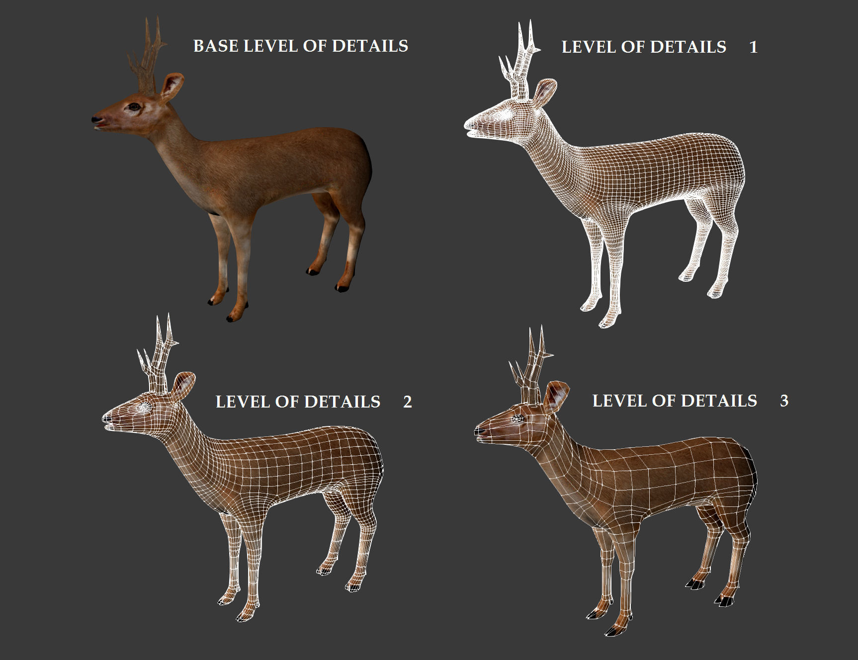 Roe Deer Stag - game model Low-poly 3D model_1
