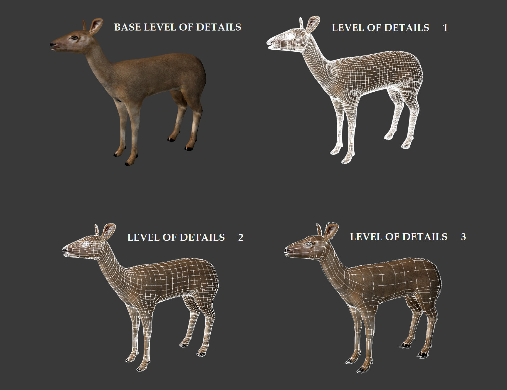 Roe Deer Doe - game model Low-poly 3D model_1