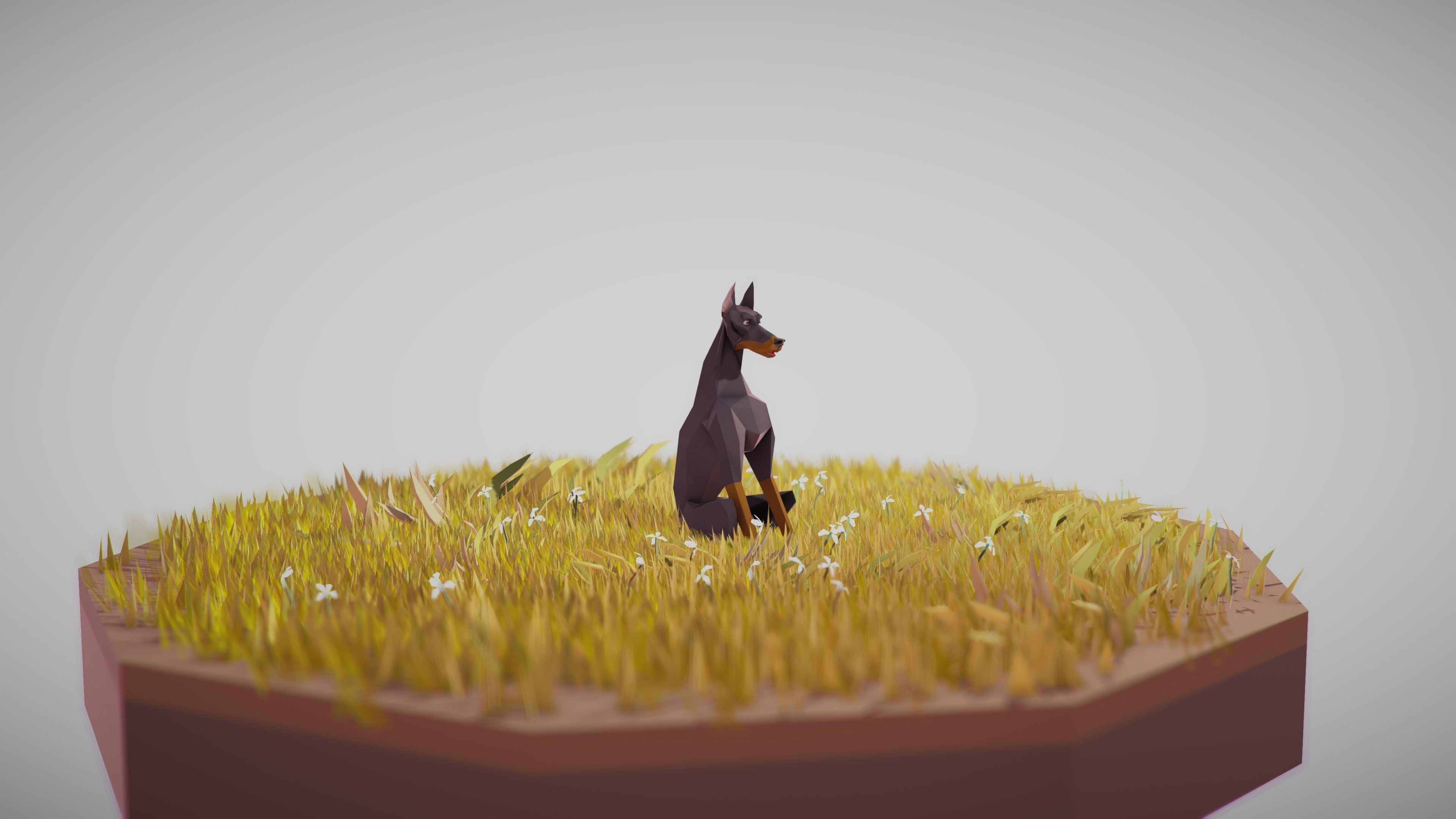 Dog Doberman Low-poly 3D model_6