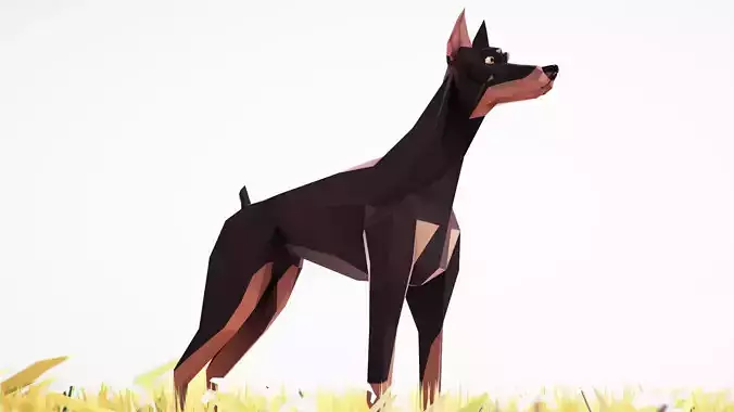 Dog Doberman Low-poly 3D model