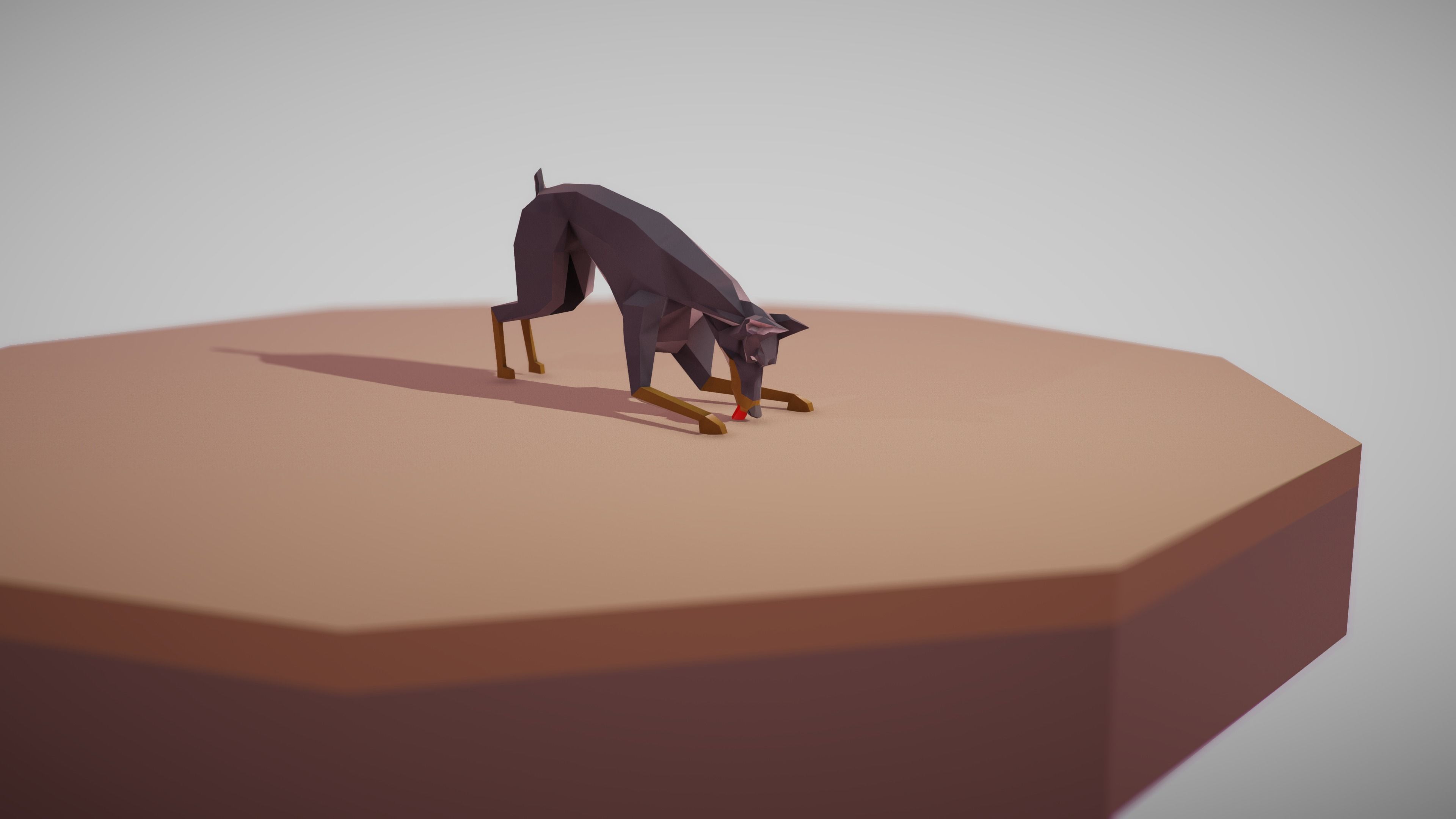 Dog Doberman Low-poly 3D model_8