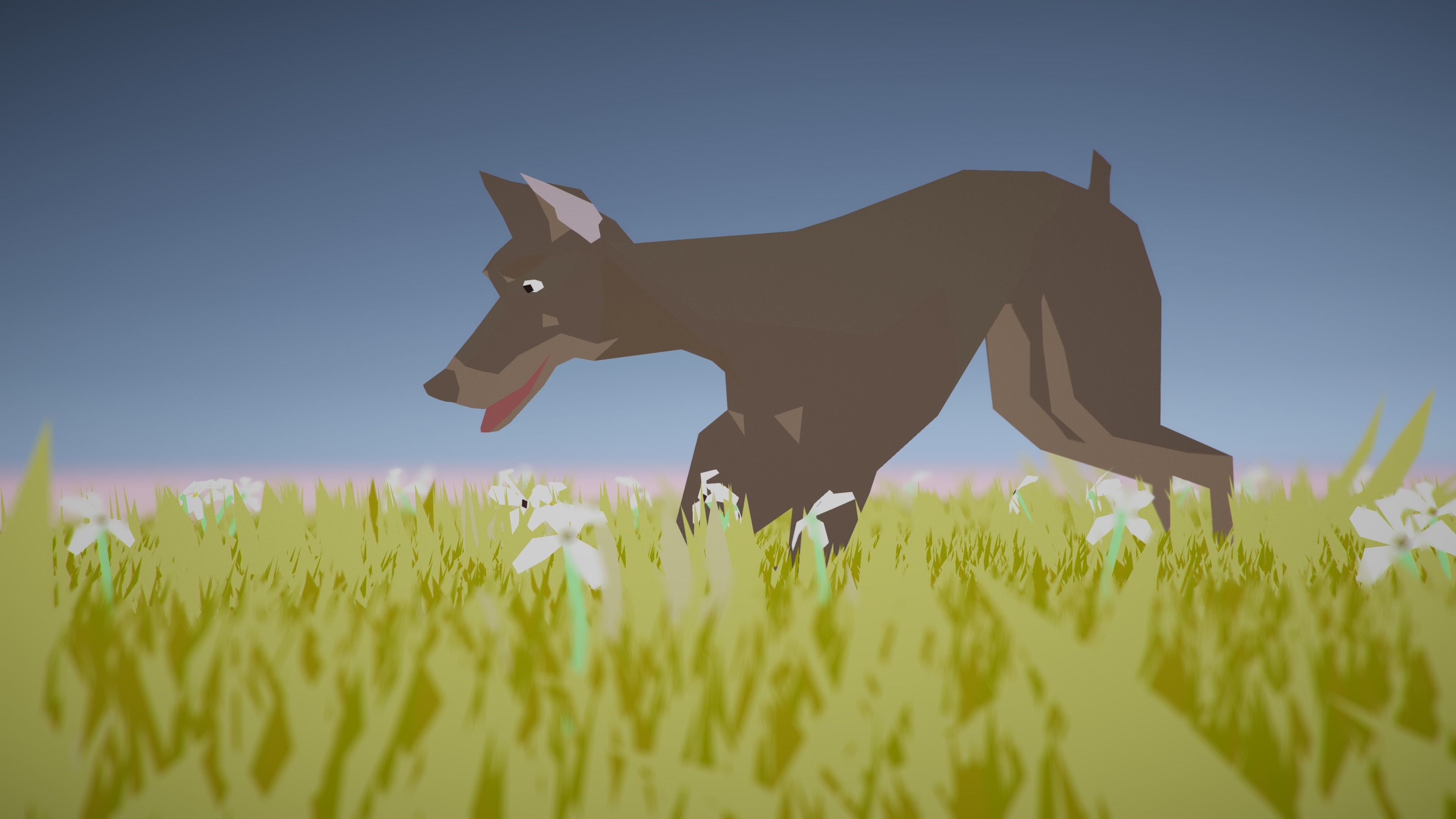 Dog Doberman Low-poly 3D model_15