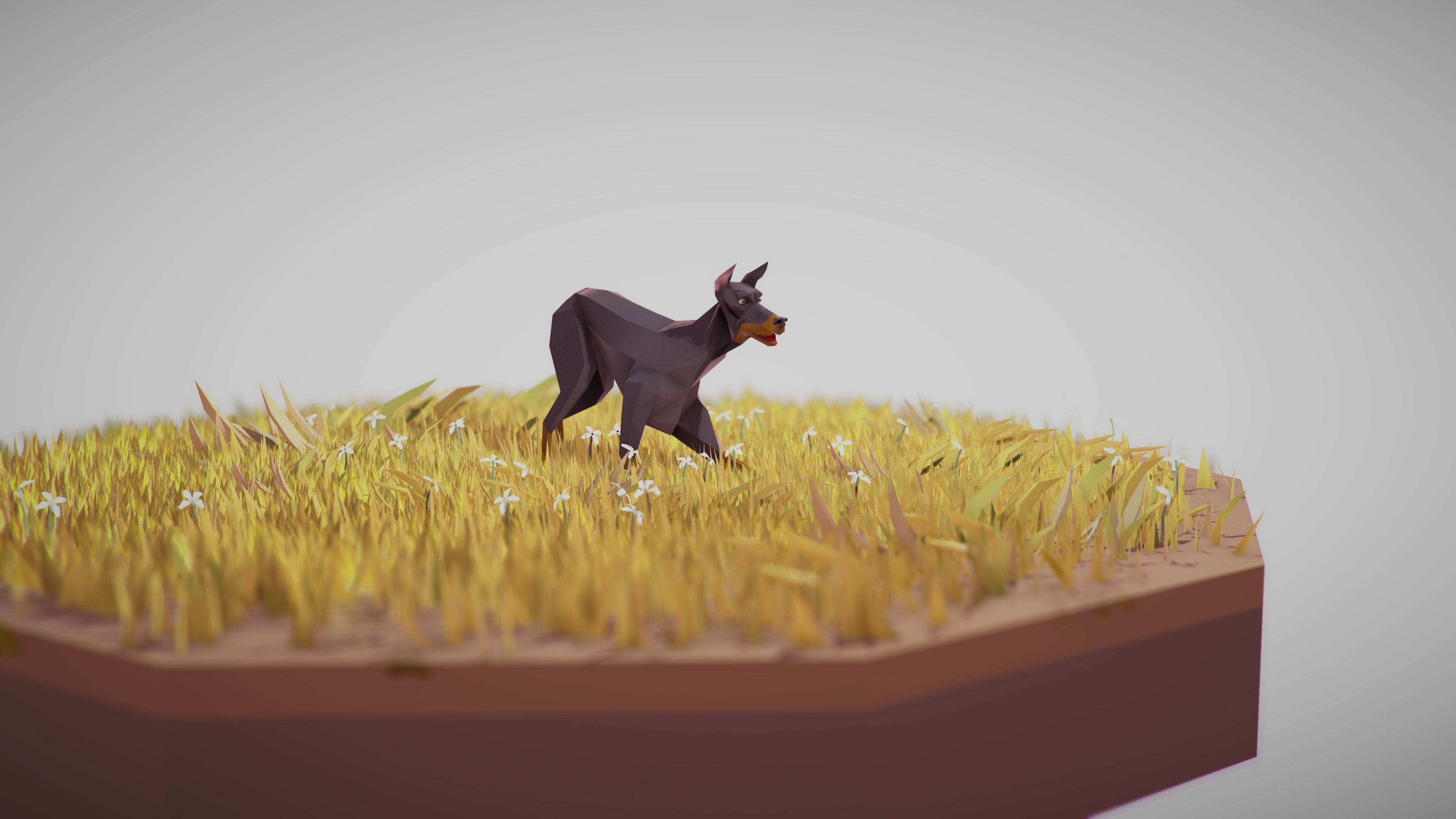 Dog Doberman Low-poly 3D model_4