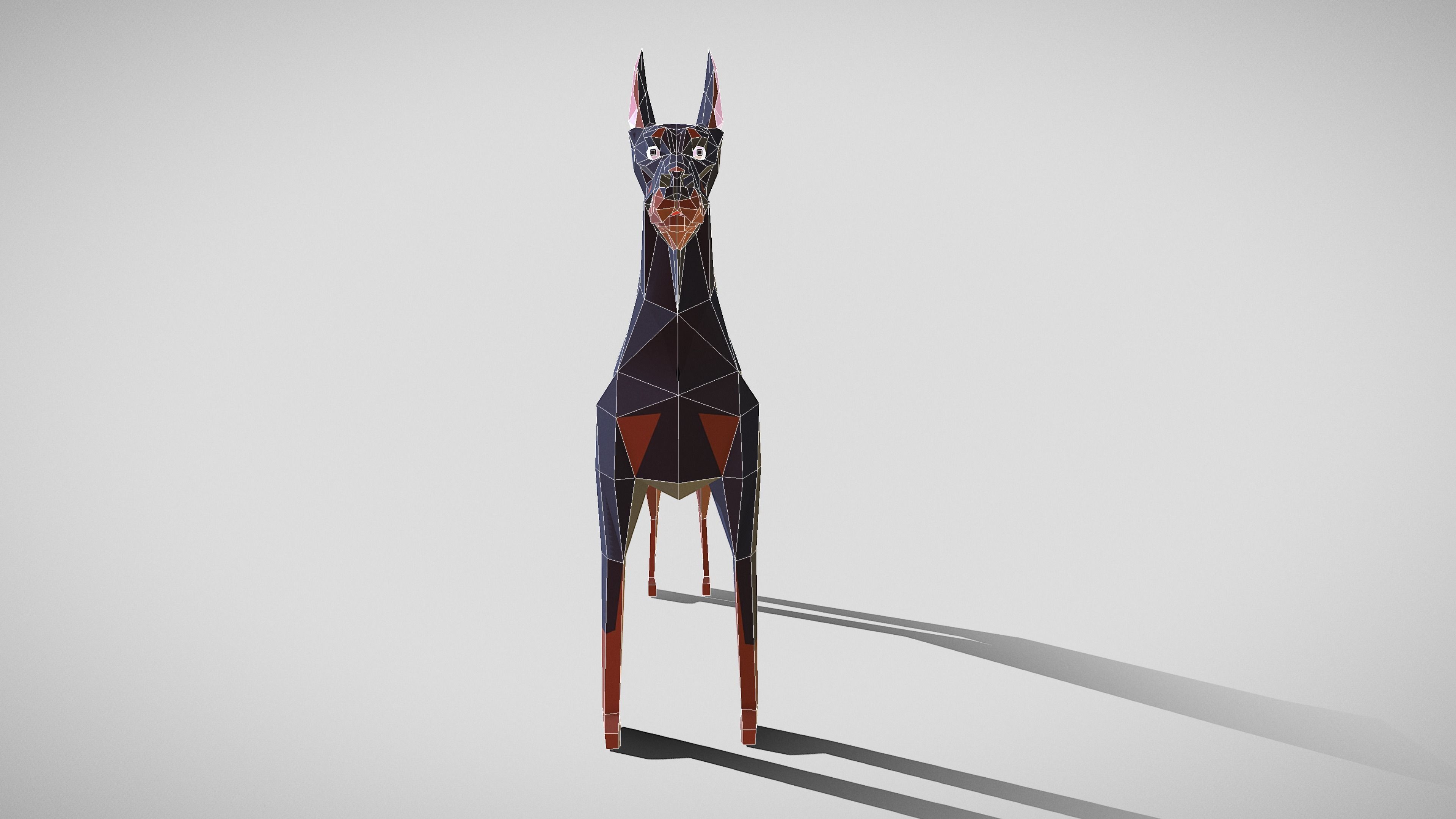 Dog Doberman Low-poly 3D model_17