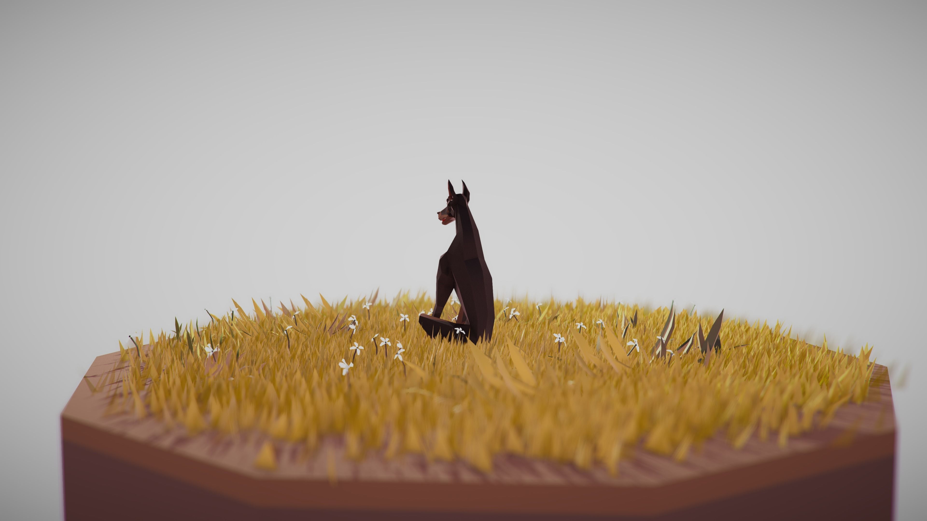 Dog Doberman Low-poly 3D model_7