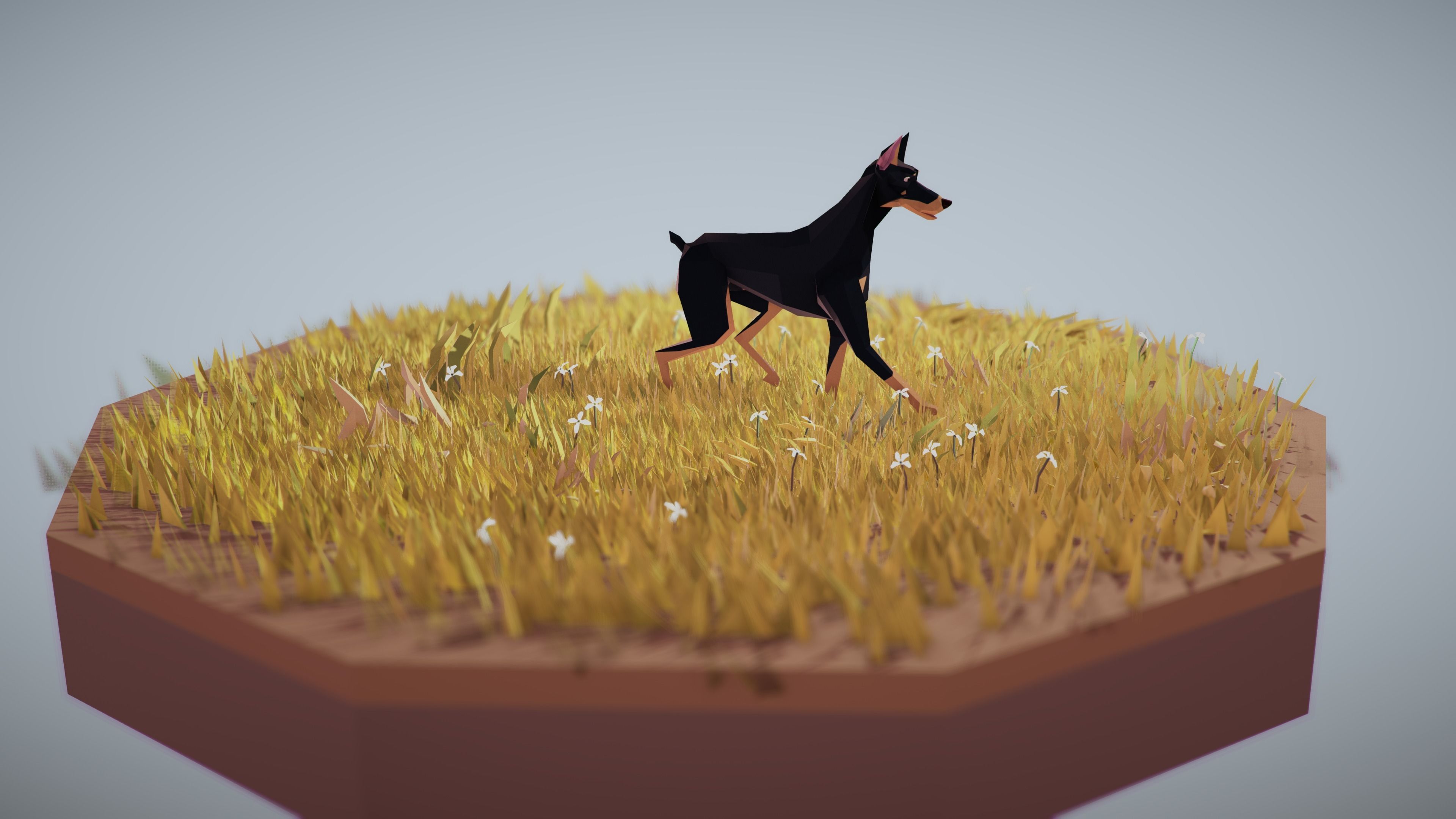Dog Doberman Low-poly 3D model_14
