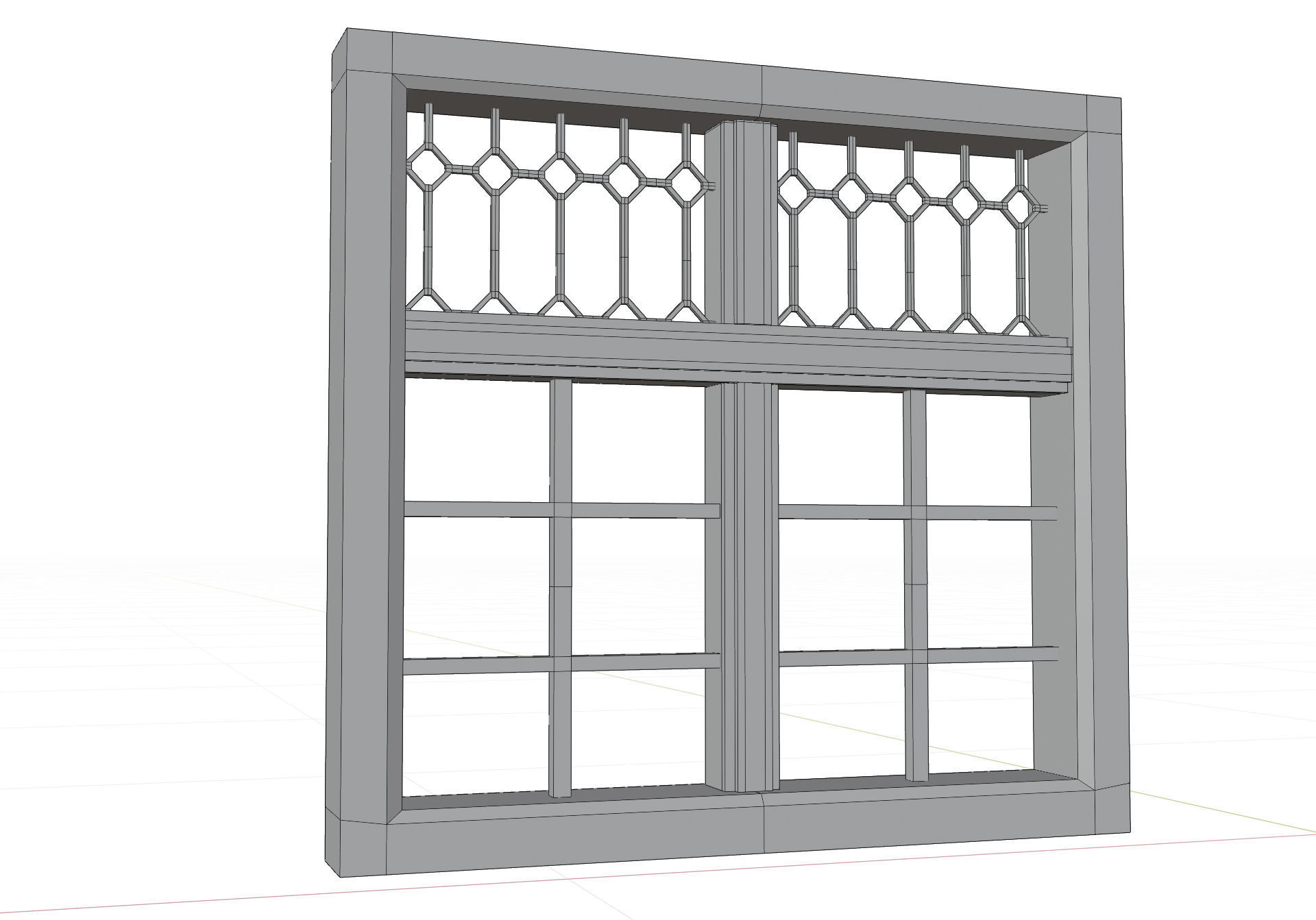 Windows window with glass Low-poly 3D model_8