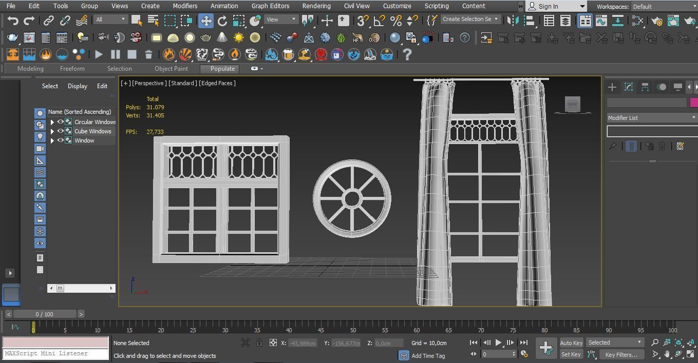 Windows window with glass Low-poly 3D model_3